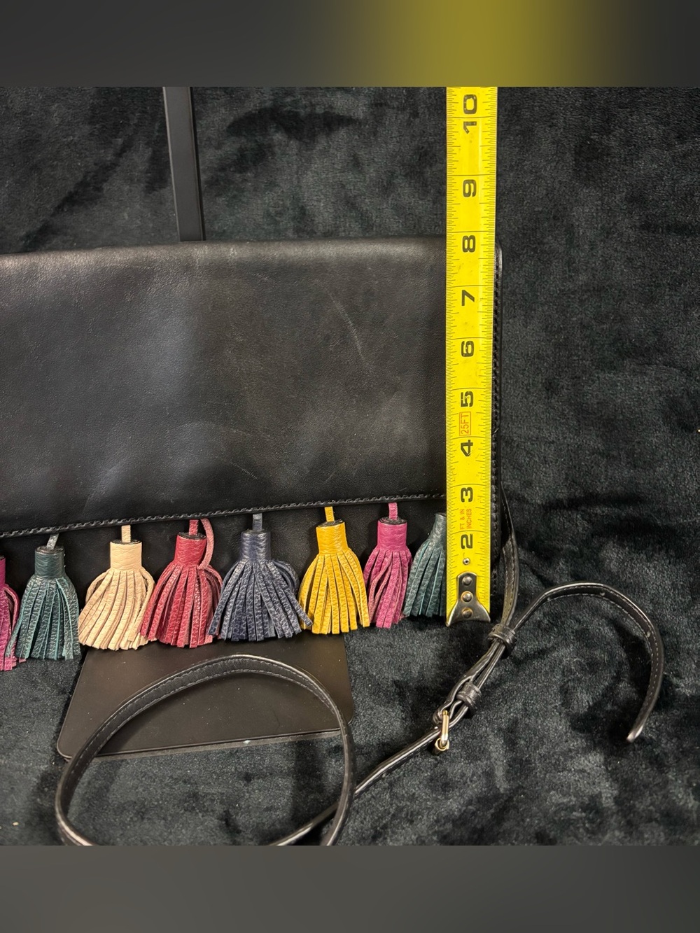 Rebecca Minkoff Sofia Leather Tassel Convertible Clutch Crossbody Black - Picture 6 of 14